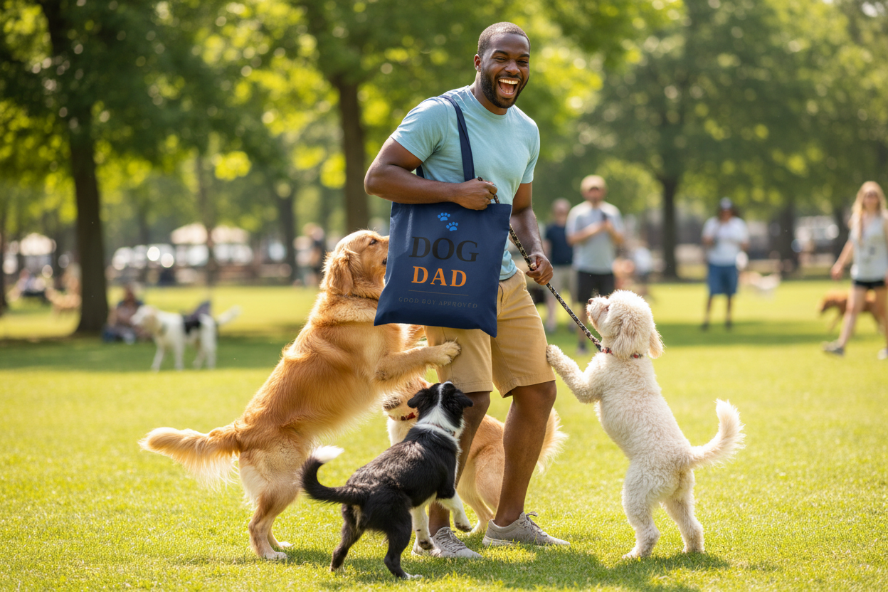 Dog Dad Tote - Dog Park Chaos