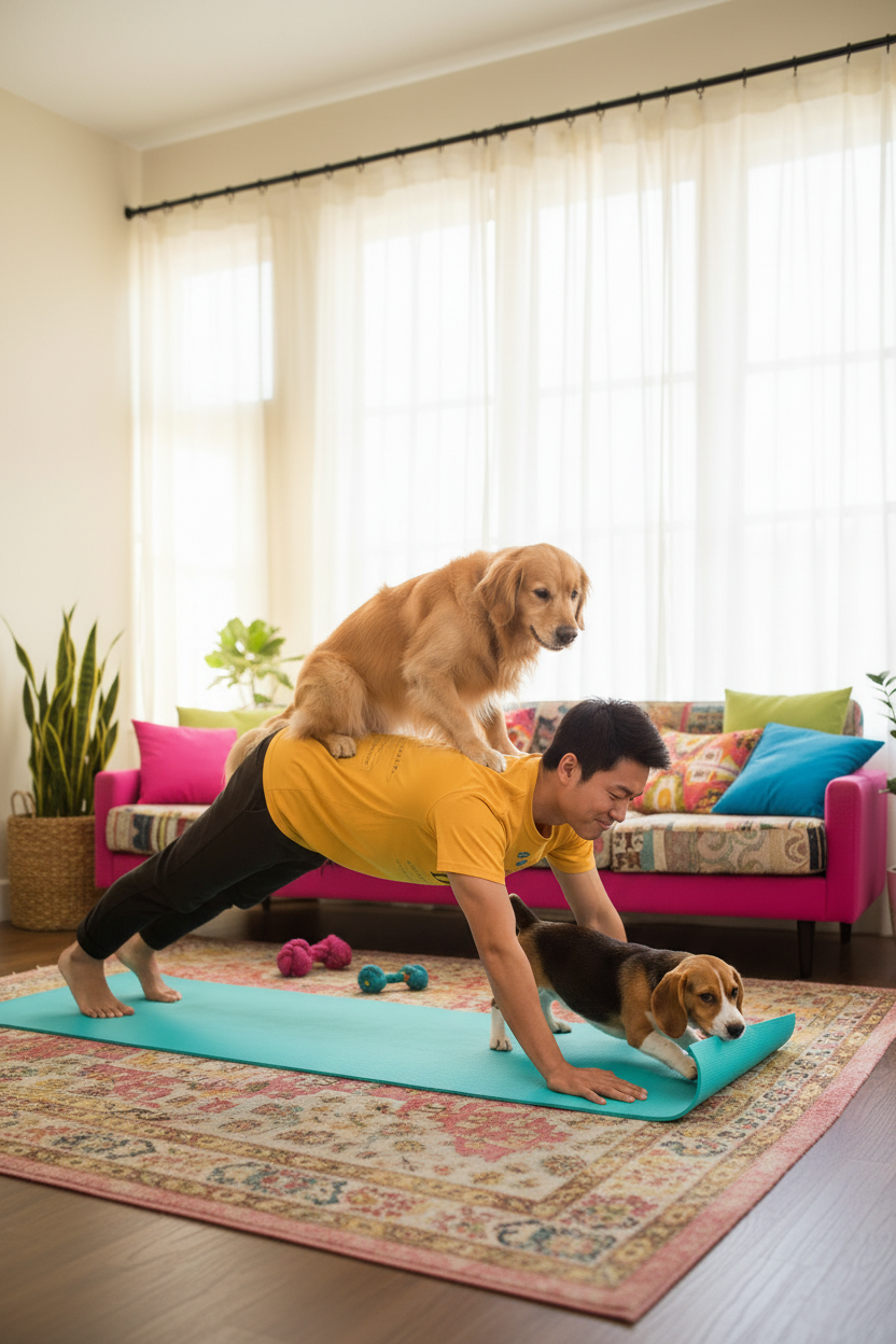 Dog Dad Yoga - Portrait Parallax