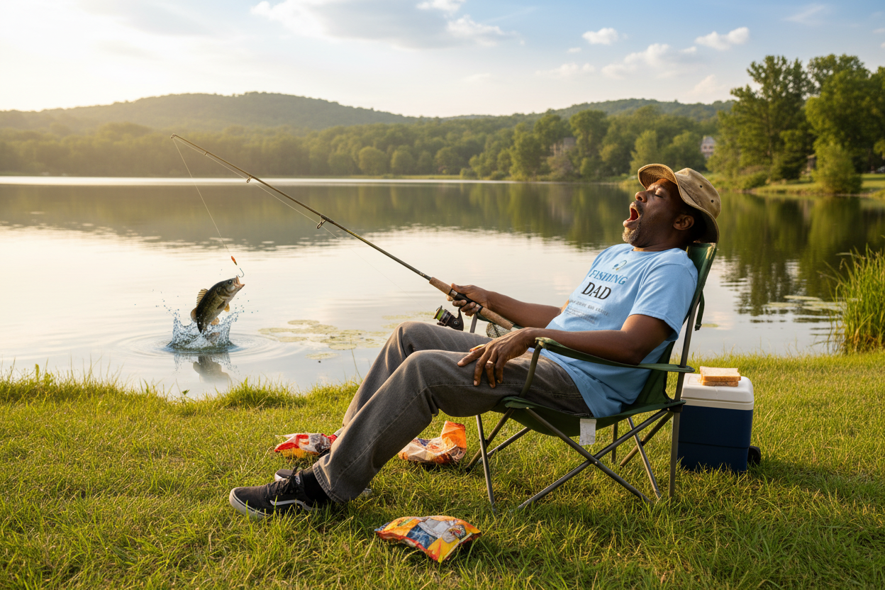 Fishing Dad - Black Man Asleep
