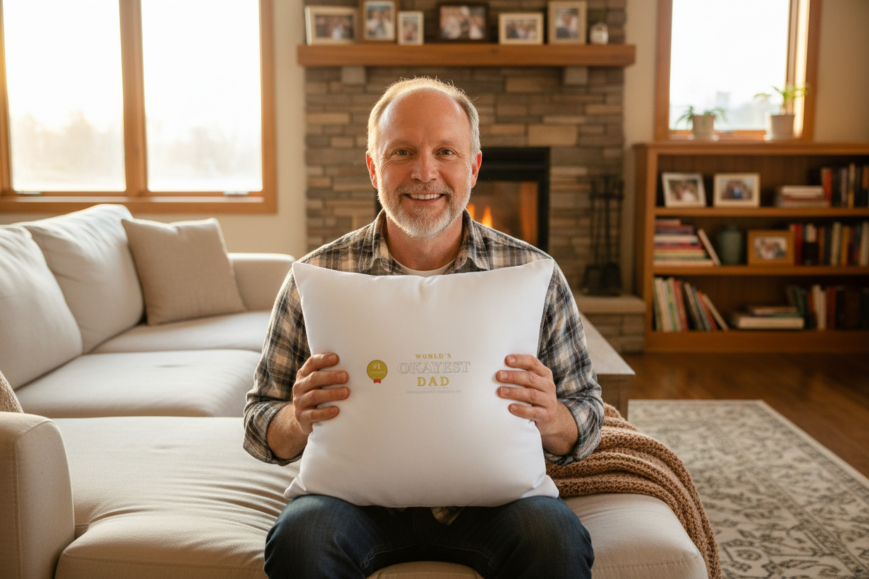 Okayest Dad Pillow - Proud Display